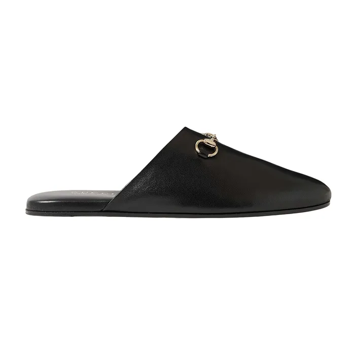 Dép Nam Gucci Horsebit Detailed Leather Slippers Màu Đen Size 40.5