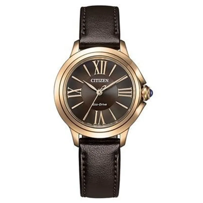 Đồng Hồ Nữ Citizen EM1163-09X Eco Drive Ceci Sapphire Brown Màu Nâu
