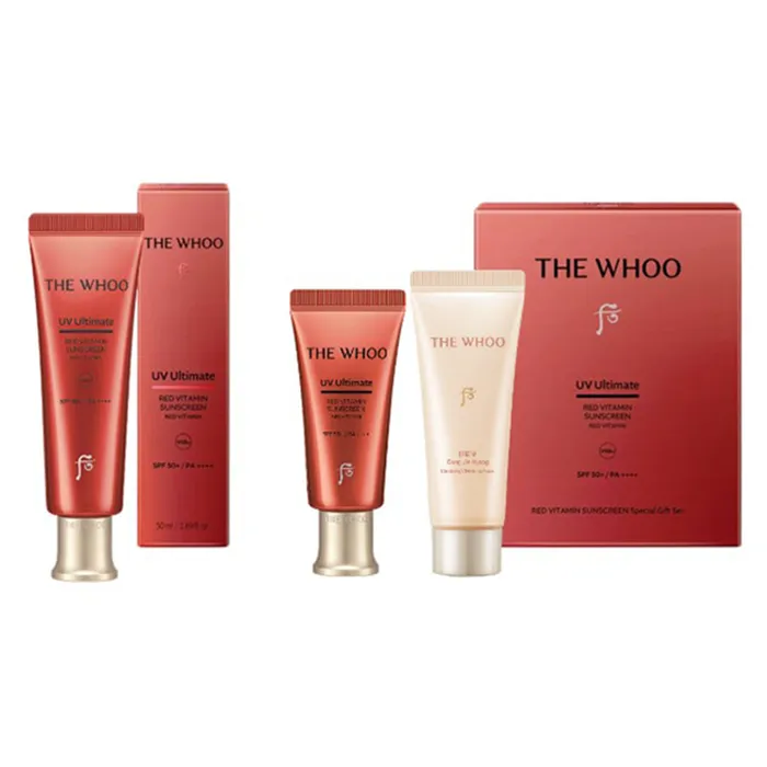 Set Kem Chống Nắng Và Sữa Rửa Mặt Whoo UV Ultimate Red Vitamin Sunscreen SE (3 Món)