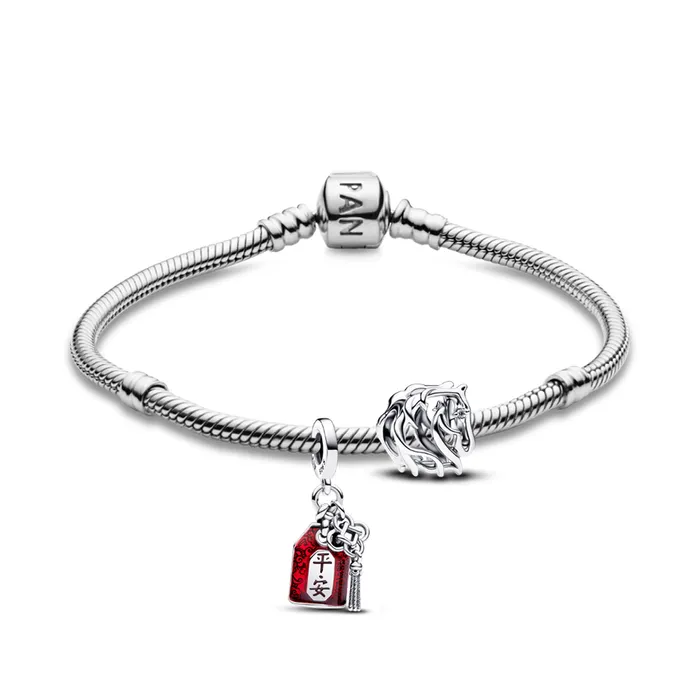 Set Vòng Đeo Tay + Hạt Vòng Charm Pandora Vạn Sự Bình An Màu Bạc