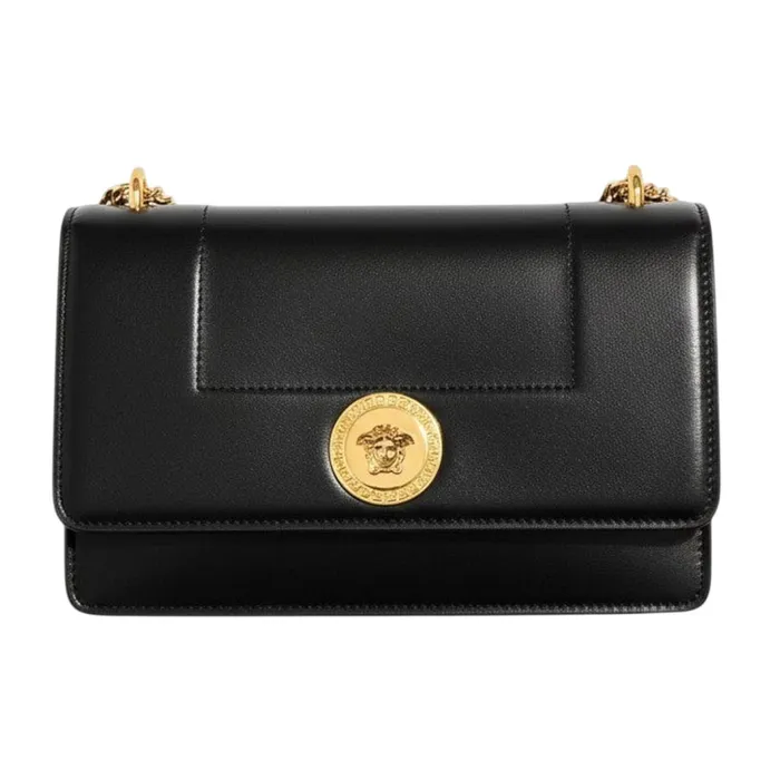 Túi Đeo Vai Nữ Versace Logo Medusa Shoulder Bag Leather Màu Đen