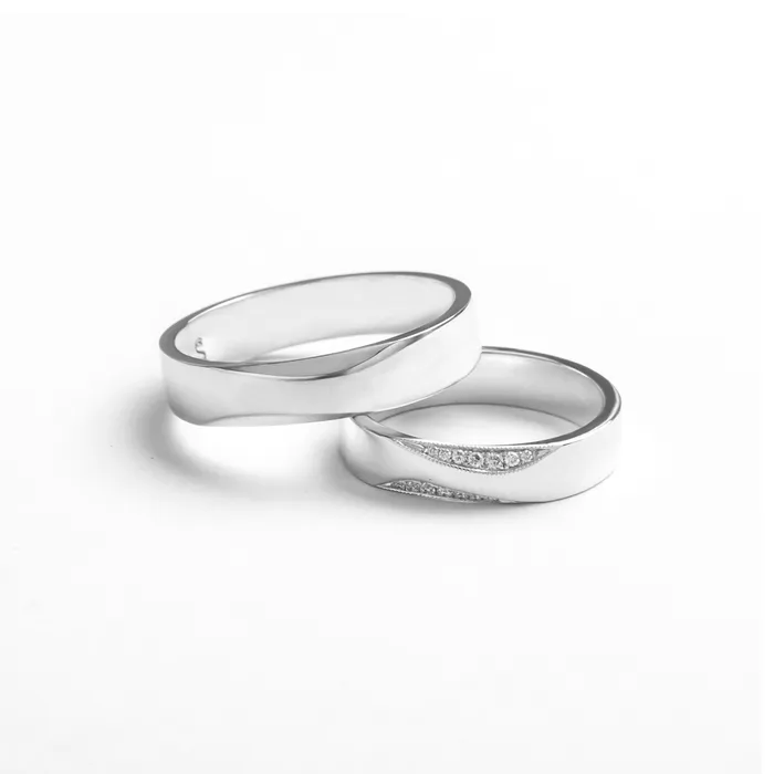Nhẫn Cưới Nam Sherlyn Diamond Vàng Trắng 14k RS0170 Size 18.5