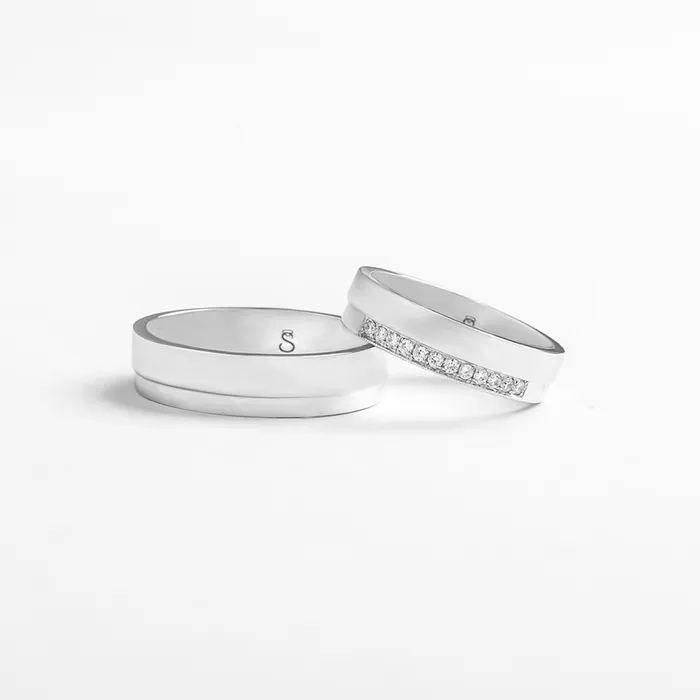 Nhẫn Cưới Nam Sherlyn Diamond Vàng Trắng 14k RS1583-2 Size 18.5