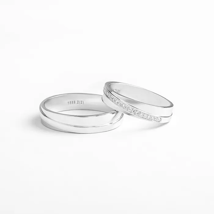 Nhẫn Cưới Nam Sherlyn Diamond Vàng Trắng 14k RS1889-2N2 Size 18