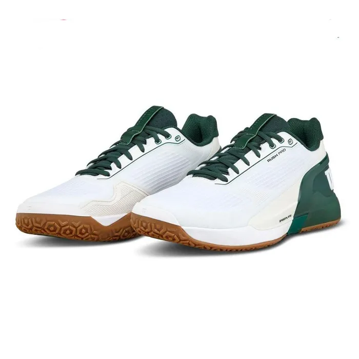 Giày Tennis/Pickleball Wilson Rush Pro 5 Omni WH/Sycam Shoes WRS340090U Màu Trắng Phối Xanh Lá Size 42