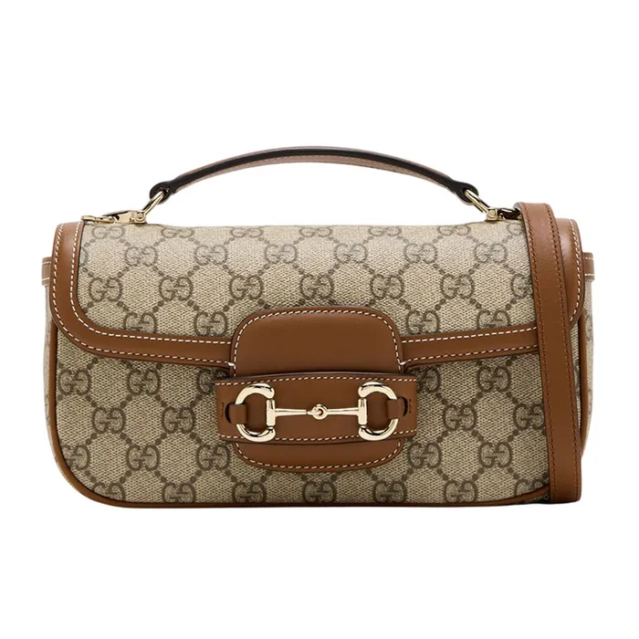 Túi Xách Tay Nữ Gucci Horsebit 1955 Soft Small Top-Handle Bag Màu Be Nâu