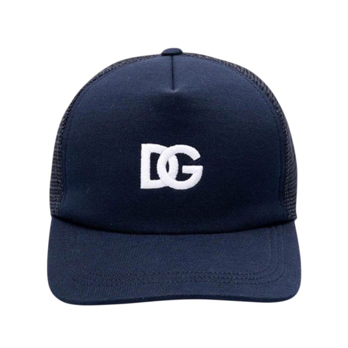 Mũ Nam Dolce & Gabbana Logo-Embroidered DG Trucker Cap In Blue GH885Z HU7AL B0665 Màu Xanh Than Size 60