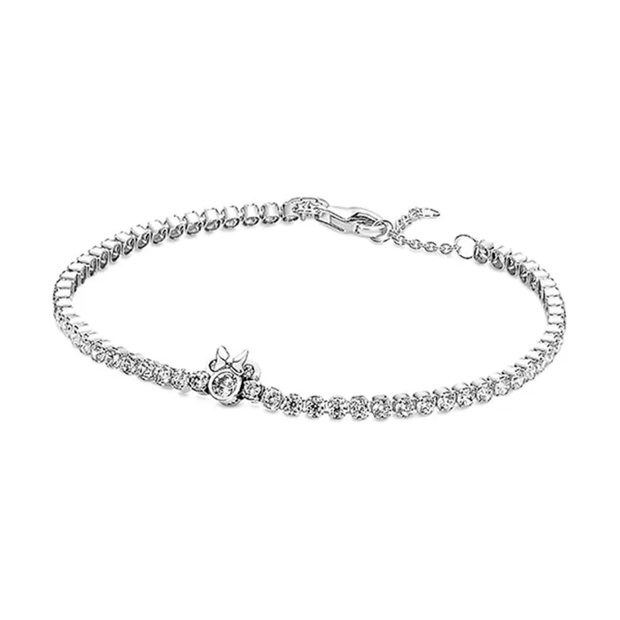 Vòng Đeo Tay Pandora Disney Minnie Mouse Tennis Bracelet 590107C01 Màu Bạc Trắng Size 20