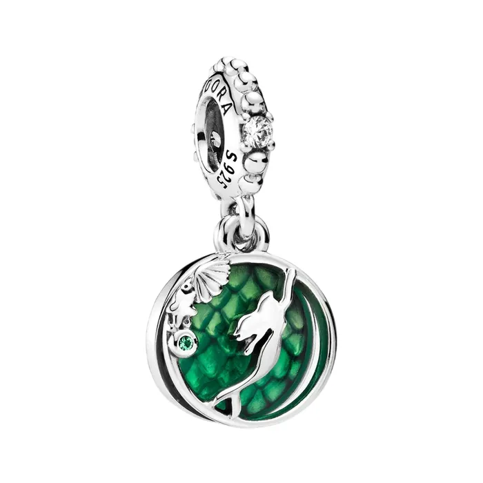 Hạt Vòng Charm Pandora Disney Ariel Pendant Charm 798231CZ Màu Xanh Bạc