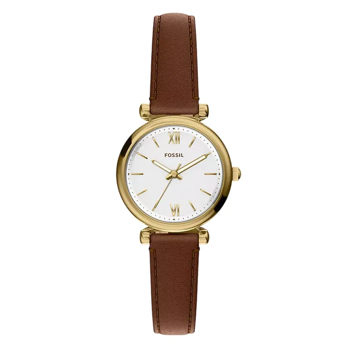 Đồng Hồ Nữ Fossil Carlie Mini Three Hand Brown Leather Watch ES5464 Màu Nâu - Vàng