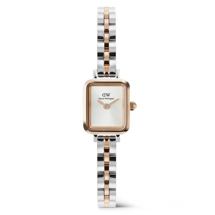 Đồng Hồ Nữ Daniel Wellington Quadro Mini Arch 3-Link Two Tone DW00100926 Màu Bạc Phối Vàng Hồng