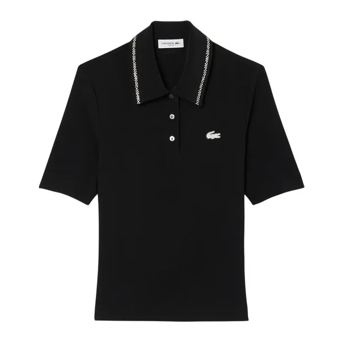 Áo Polo Nữ Lacoste Women's L.12.D Slim Fit Diamanté Pop Polo DF6262 51 031 Màu Đen Size 36