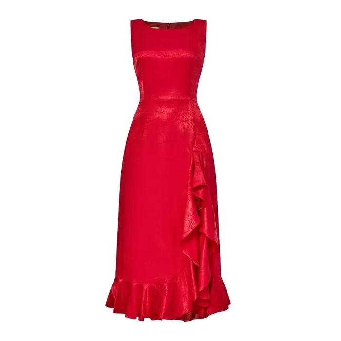 Váy Xòe Nữ F2 Fashion & Freedom Red Brocade Dress D815-DO-S-0524 Màu Đỏ Size S