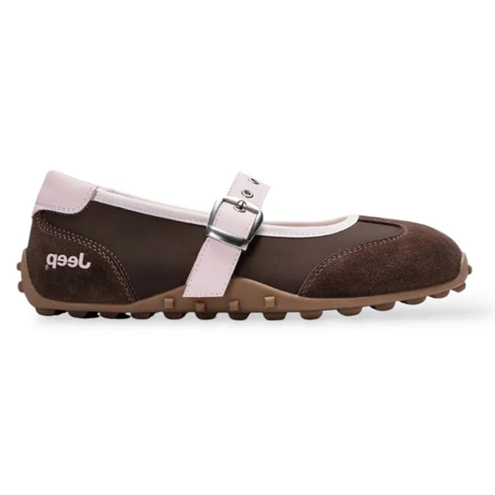 Giày Bệt Nữ Jeep Mary Jane Vintage Suede Brown P661W13404 Màu Nâu Hồng Size 39