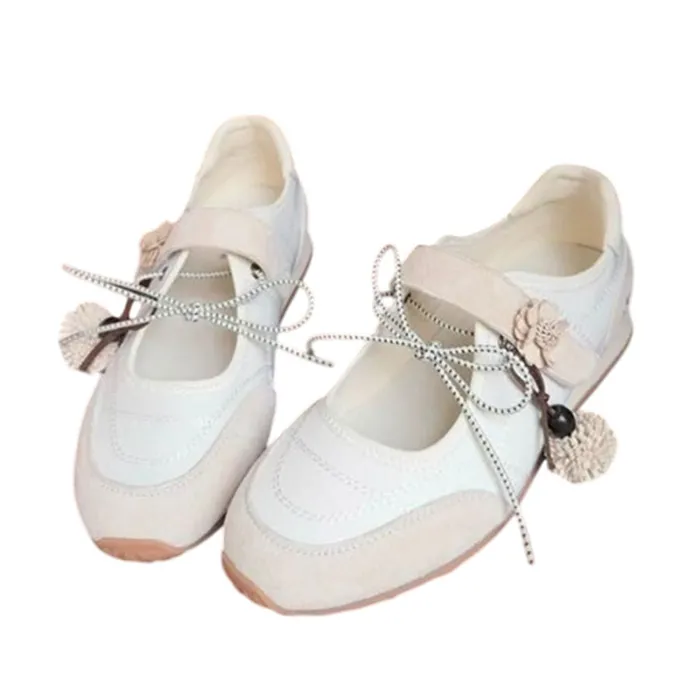Giày Bệt Nữ Jeep Mary Jane Vintage Suede P661W13346 Màu Trắng Kem Size 36