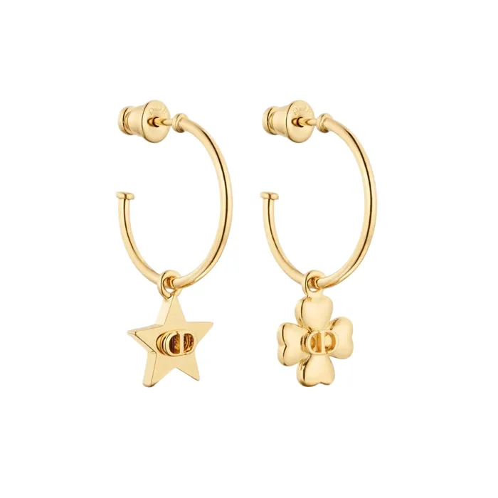 Khuyên Tai Nữ Dior Lucky Loop Piercing Earrings E4241WOMMT_D300 Màu Vàng Gold