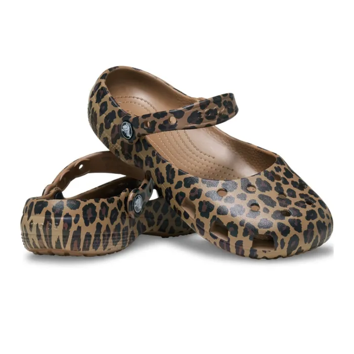 Giày Bệt Nữ Crocs Classic Animal Ballet 212478-2LD Màu Nâu Size 34-35