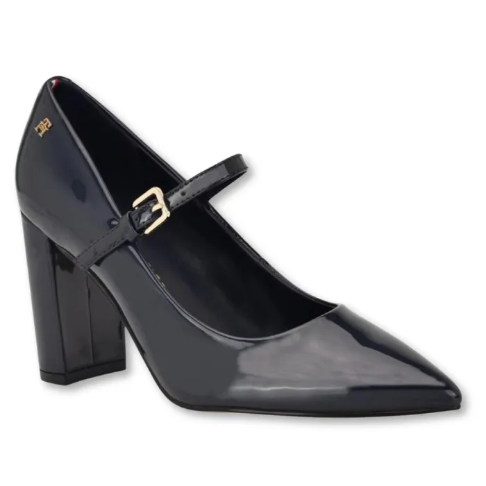 Giày Cao Gót Nữ Tommy Hilfiger Aveniz High Block Heel Mary Jane Pumps Black Màu Đen Size 37.5