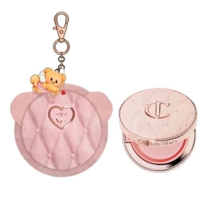 Set Phấn Nước Trang Điểm Charlotte Tilbury Pillow Talk Beautifyng Cushion Foundation Tone 0.5N Fair (Kèm Móc Khóa)
