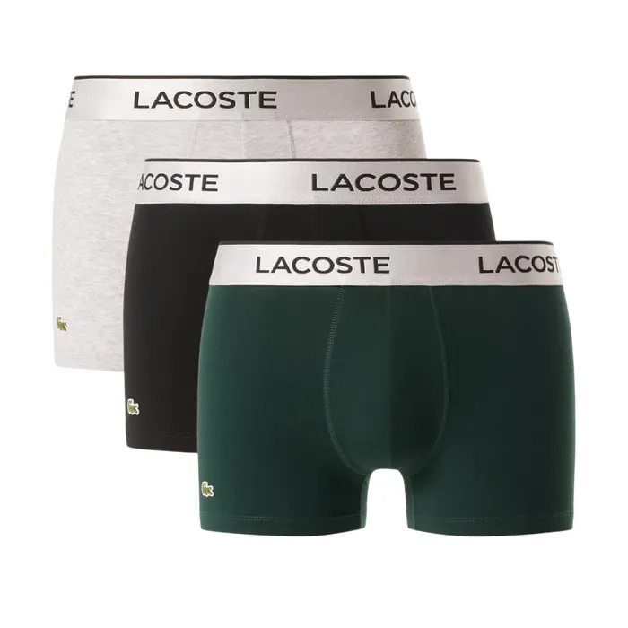 Set 3 Quần Lót Nam Lacoste Men's 3-Pack Silver Waist Short Trunks 5H6428-51-AI4 Phối Màu Size L
