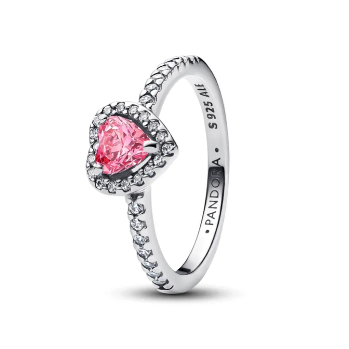 Nhẫn Nữ Pandora Elevated Pink Heart Ring 198421C03 Màu Hồng Bạc Size 54