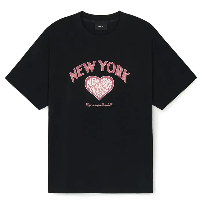 Áo Phông Nữ MLB Heart Over Fit T-Shirts 3FTSH0144-50BKS Màu Đen Size S