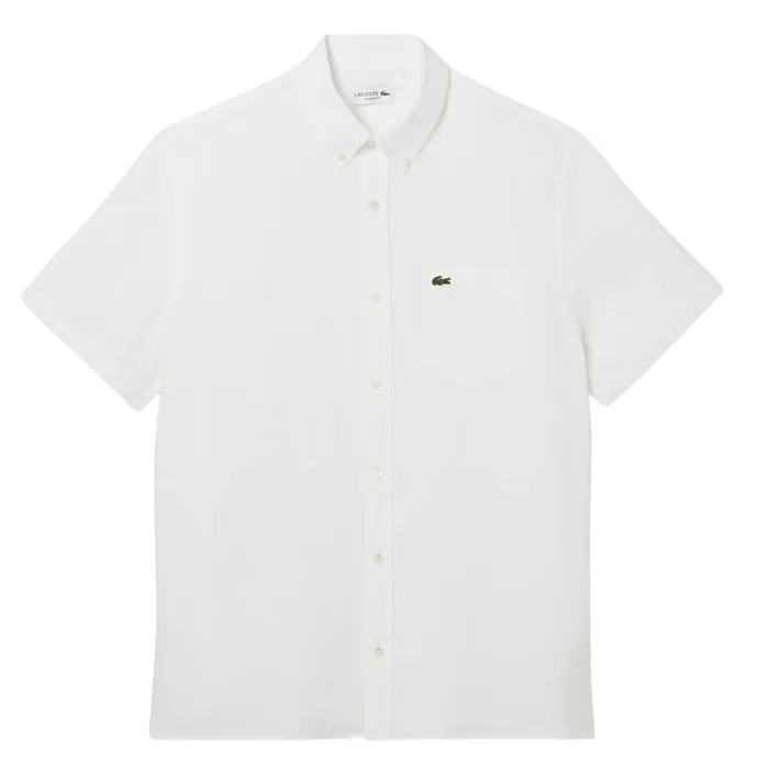 Áo Sơ Mi Nam Lacoste Men’s Short Sleeve Linen Shirt Regular 0100-LACCH5699001000039 Màu Trắng Size 39