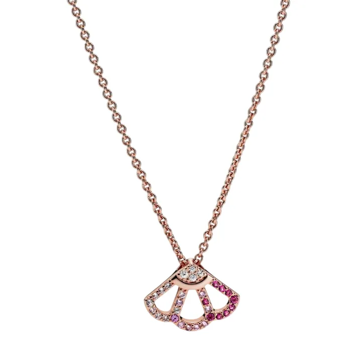 Dây Chuyền Nữ Pandora Pink Fan Collier Necklace Chain 388146C01 Màu Vàng Hồng