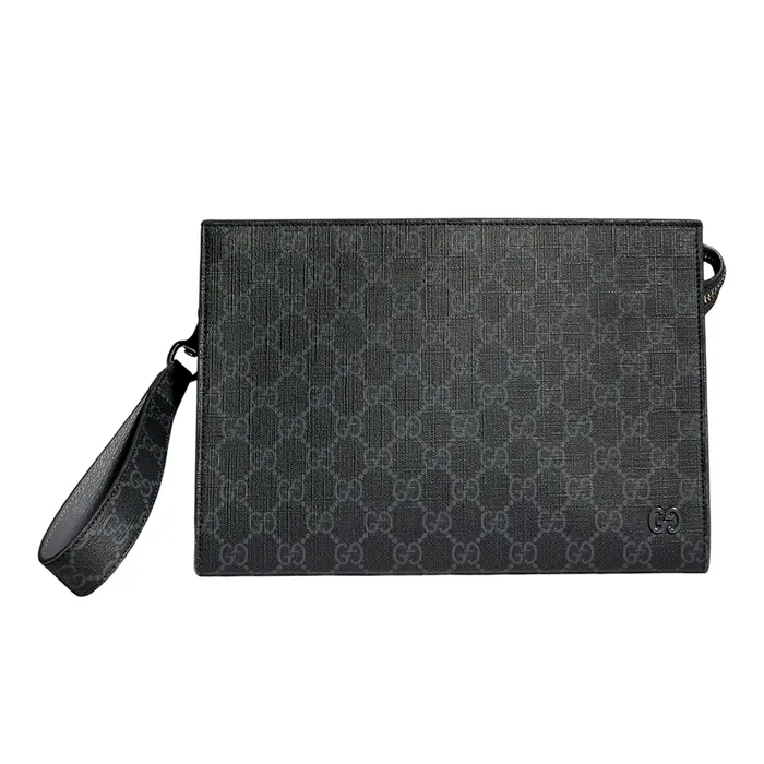 Túi Cầm Tay Gucci Grey Trim Medium Pouch ‎768255 FACQC 1048 Màu Đen Xám