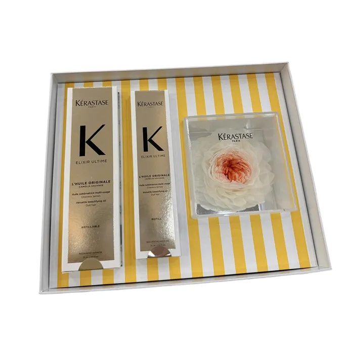 Set Dầu Dưỡng Tóc Bóng Mượt Kérastase Elixir Ultime L'Huile Originale 3 Món (75ml + Refill 75ml + Hoa Sáp)