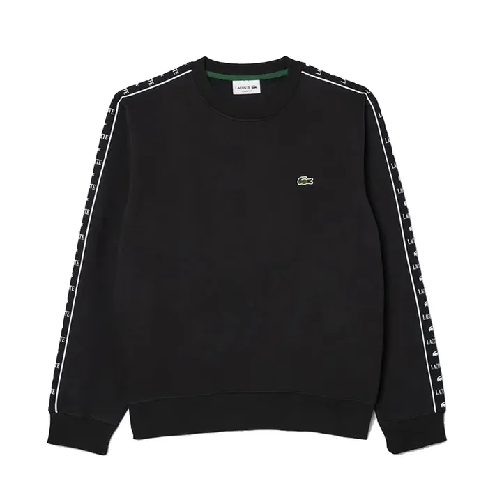 Áo Nỉ Sweater Nam Lacoste Logo Strip Crew Neck Sweatshirt SH7492 031 Màu Đen Size 3