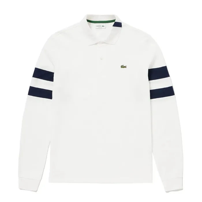 Áo Polo Dài Tay Nam Lacoste Men's L1312 Border PH4704-70V Màu Trắng Size 5