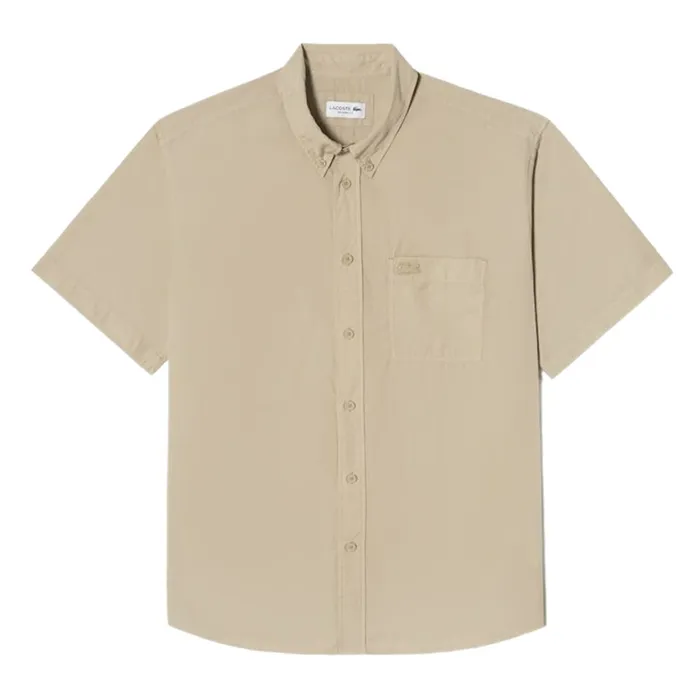 Áo Sơ Mi Cộc Tay Nam Lacoste Short Sleeve Shirt CH0745-IT5 Màu Be Size 39
