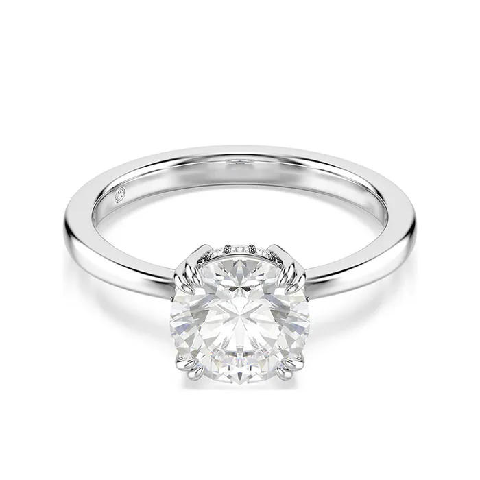 Nhẫn Nữ Swarovski Stilla Cocktail Ring Round Cut White Silver Tone Finish 5717942 Màu Trắng Bạc Size 52