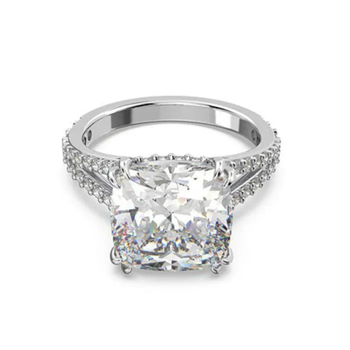 Nhẫn Nữ Swarovski Constella Cocktail Solitaire Ring With Pavè 5642634 Màu Trắng Bạc Size 55