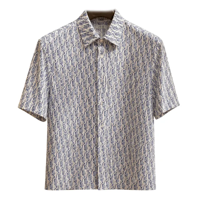 Áo Sơ Mi Nam Dior Blue Shirt With Multiple Letters 193C545A5872 503 Màu Xanh Blue Size 39