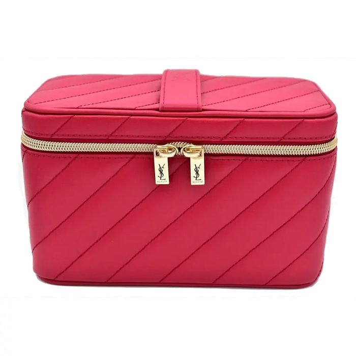 Túi Đựng Mỹ Phẩm Yves Saint Laurent YSL Beauty Gift Red Quilted Makeup Vanity Case Bag Mirror Màu Đỏ