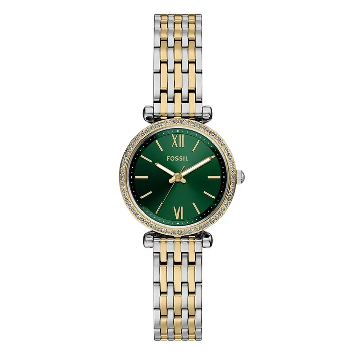 Đồng Hồ Nữ Fossil Carlie 28mm Three-Hand Two-Tone Stainless Steel Watch ES5439 Màu Bạc Phối Vàng