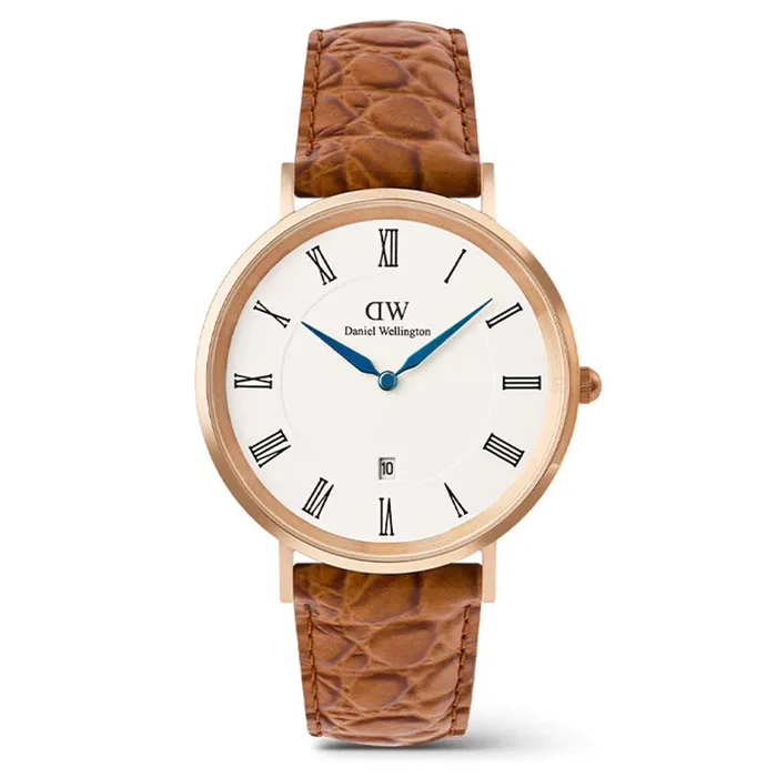 Đồng Hồ Nam Daniel Wellington Classic Roman Numerals Date Light Brown Croc Belly DW00100918 Màu Nâu Trắng