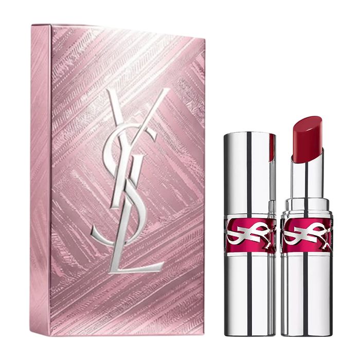 Set Son Dưỡng Yves Saint Laurent YSL Rouge Volupte Candy Glaze 17 Strawberry Cloud Màu Đỏ Hồng