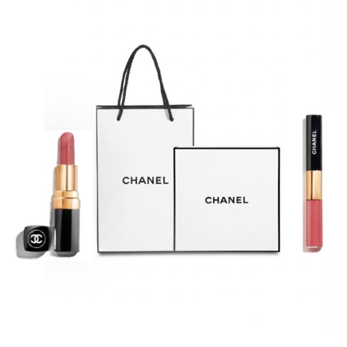 Set Son Dưỡng Chanel Rouge Coco Longwear Satin Lipstick 130 La Pausa + Le Rouge Duo Ultra Tenue 174 Endless Pink Kèm Box Quà