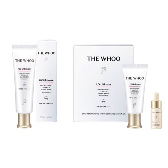 Set Kem Chống Nắng Nâng Tông The Whoo UV Ultimate Brightening Tone Up Sunscreen SPF50+PA++++ 3 Món