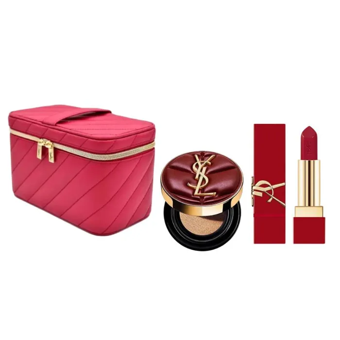 Combo Trang Điểm Yves Saint Laurent YSL Le Cushion Encre De Peau Tone 10 + RM Muse + Túi Đựng Mỹ Phẩm