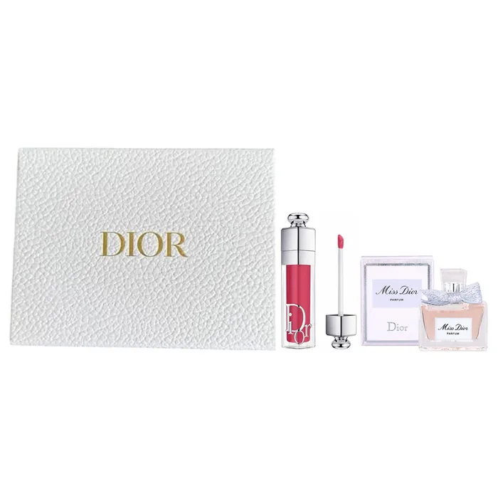 Set Dior 3 Món (Son Dưỡng Dior Addict Lip Maximizer 029 Intense Grape Hồng Berry 6ml+ Nước Hoa Miss Dior Parfum 5ml + Box)