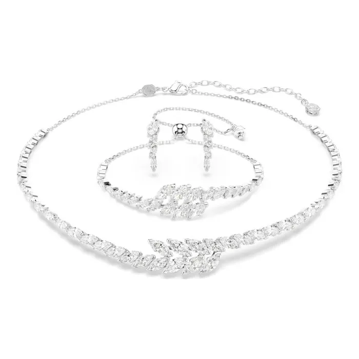 Set Dây Chuyền + Vòng Đeo Tay + Khuyên Tai Swarovski Mesmera Set Marquise Cut, White, Rhodium Plated 5762135 Màu Trắng