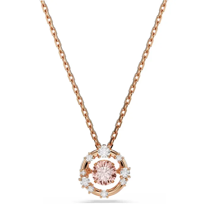 Dây Chuyền Nữ Swarovski Constella Pendant Round Cut, Dancing Stone, Pink, 18K Rose Gold Finish 5744244 Màu Vàng Hồng