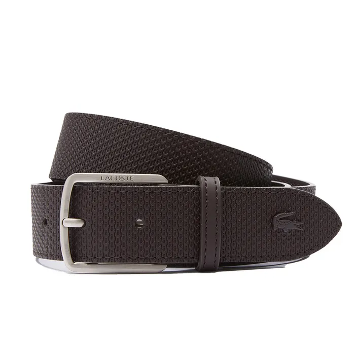 Thắt Lưng Nam Lacoste Engraved Buckle Texturised Leather Belt RC4005 - H15 Màu Nâu Size 90
